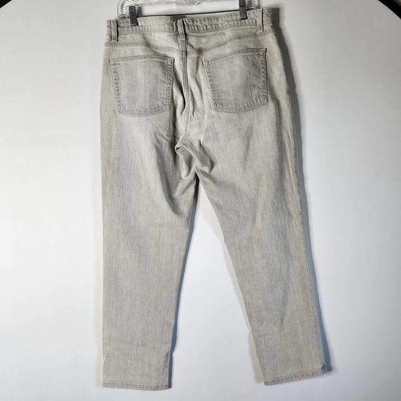 Eileen Fisher Womens Taupe Gray Straight Leg Jeans 12 Organic Cotton Mid Rise - Picture 5 of 8